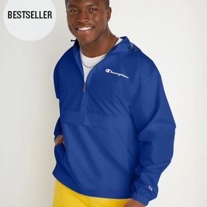 CHAMPION BLUE STADIUM PACKABLE WATER & WIND RESISTANT JACKET SCRIPT LOGO UNISEX